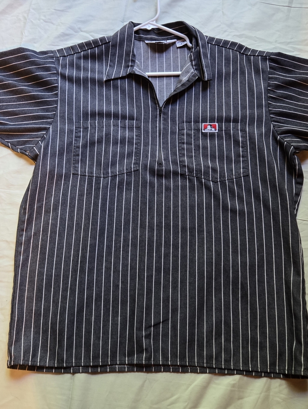 Vintage 90's Ben Davis Hickory Striped Shirt Quarter Zip Pullover